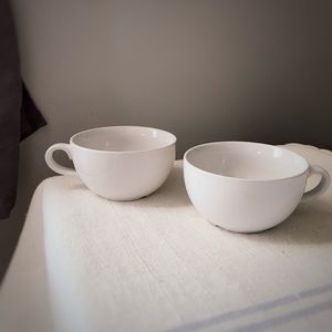 Set of Two Vintage Polish White Coffee Mugs